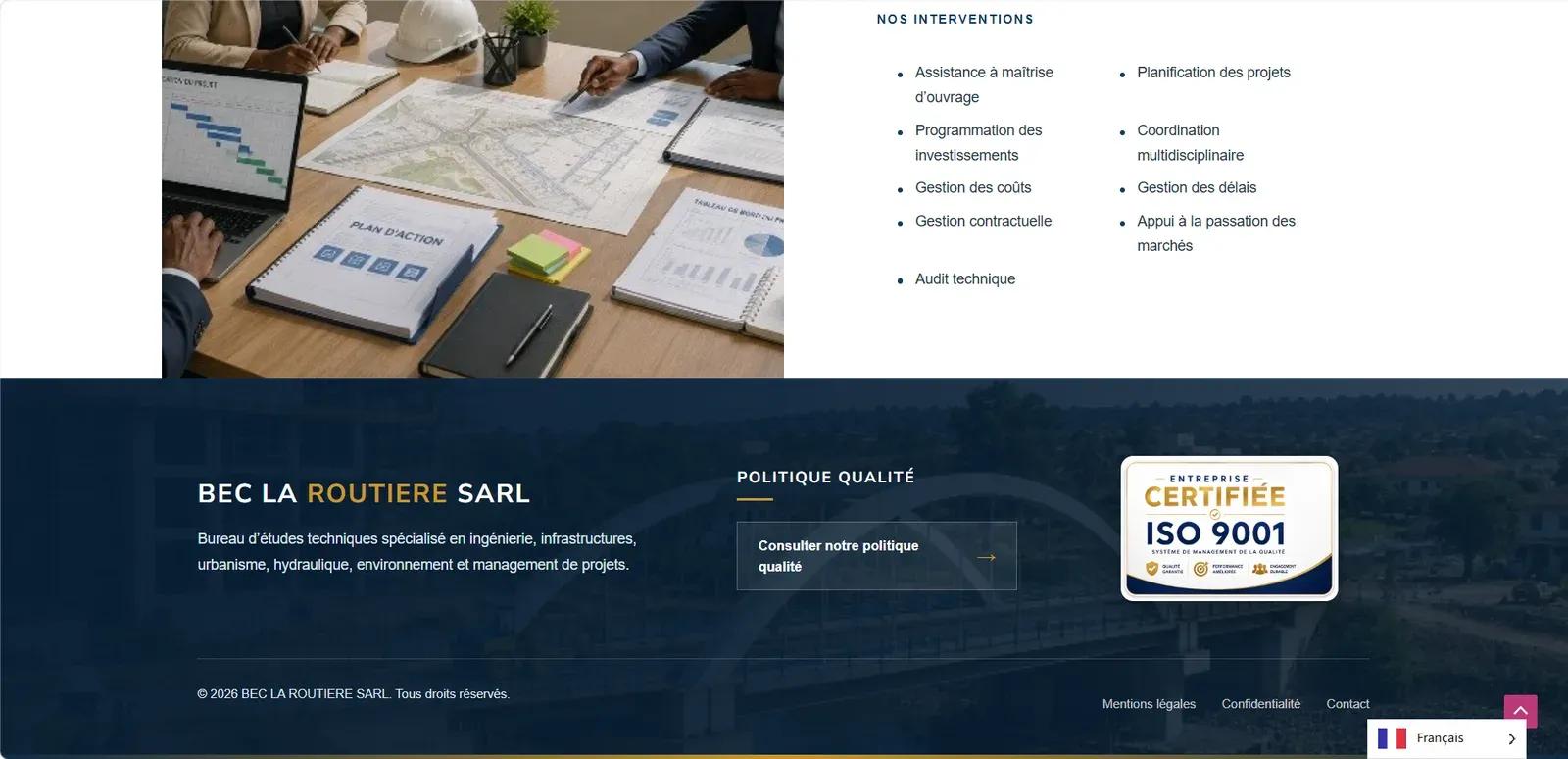 BEC La Routière — the website of an ISO 9001 certified engineering firm